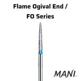 Mani Flame Ogival (FO) Series Regular Shank Diamond Burs
